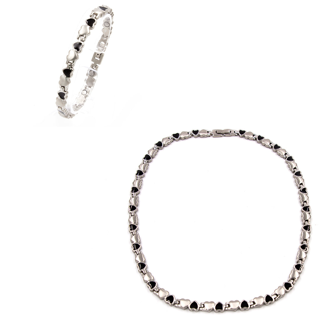 Collier-Armband Set Herz schwarz