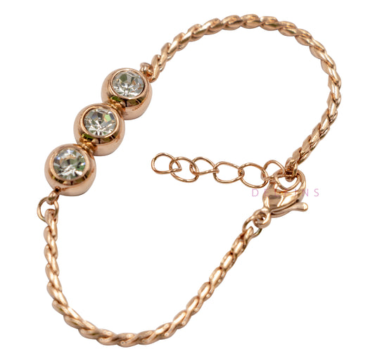 Armband in rosé mit 3 Zirkonia-Steinen