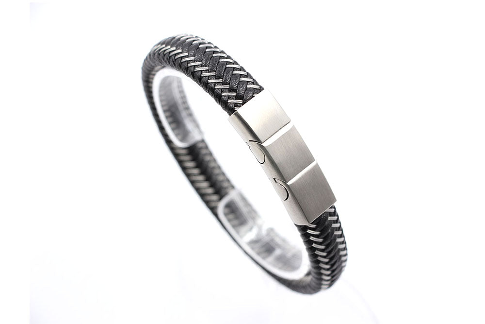 Herrenmagnetarmband Leder grau