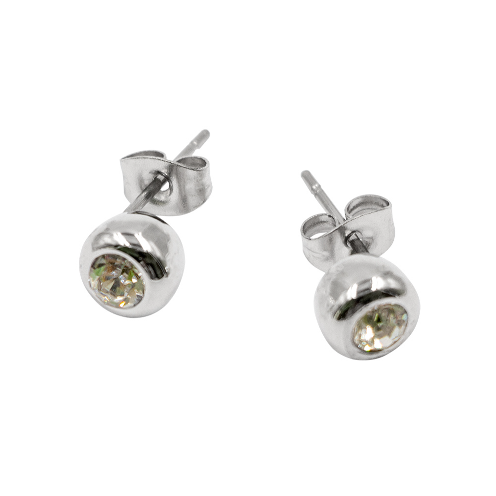 Magnet - Ohrstecker mit Stein groß silber