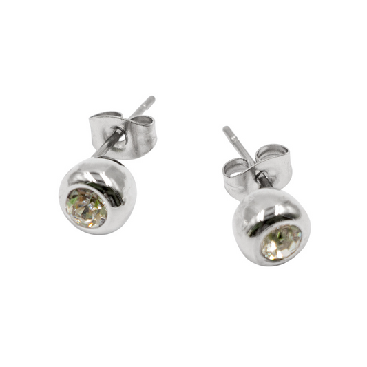 Magnet - Ohrstecker mit Stein groß silber