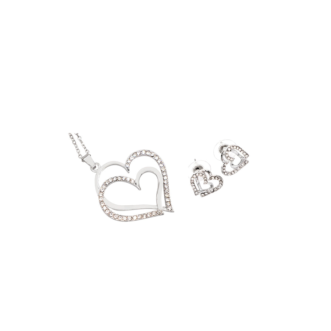 Herz Anhänger mit Kette und Ohrstecker