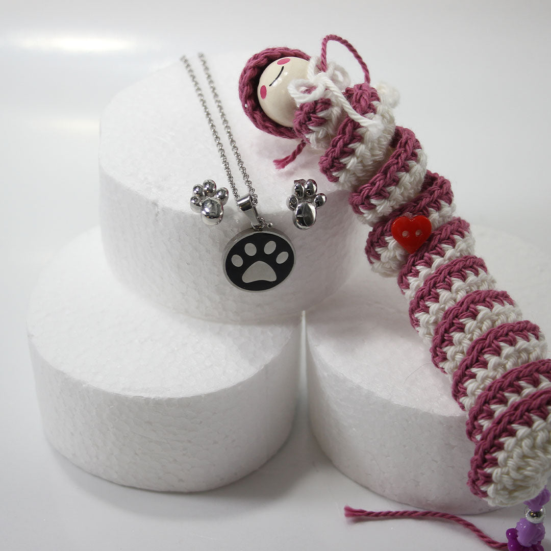 Anhänger + Ohrstecker Pfote