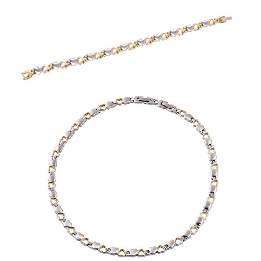 Collier-Armband Set Herz bicolor