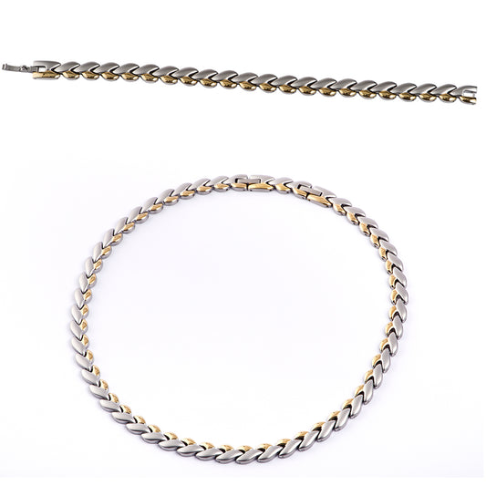 Collier-Armband Set Blatt bicolor