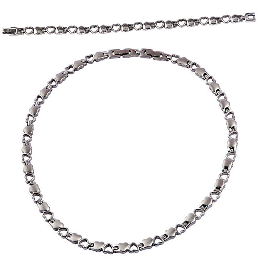 Collier-Armband Set Herz Edelstahl