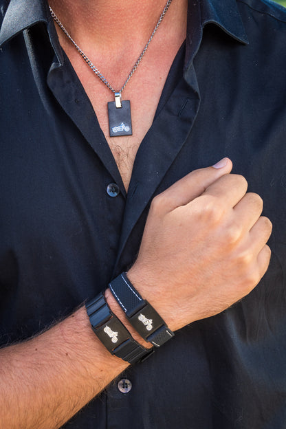 Magnet - Anhänger Biker Edelstahl schwarz