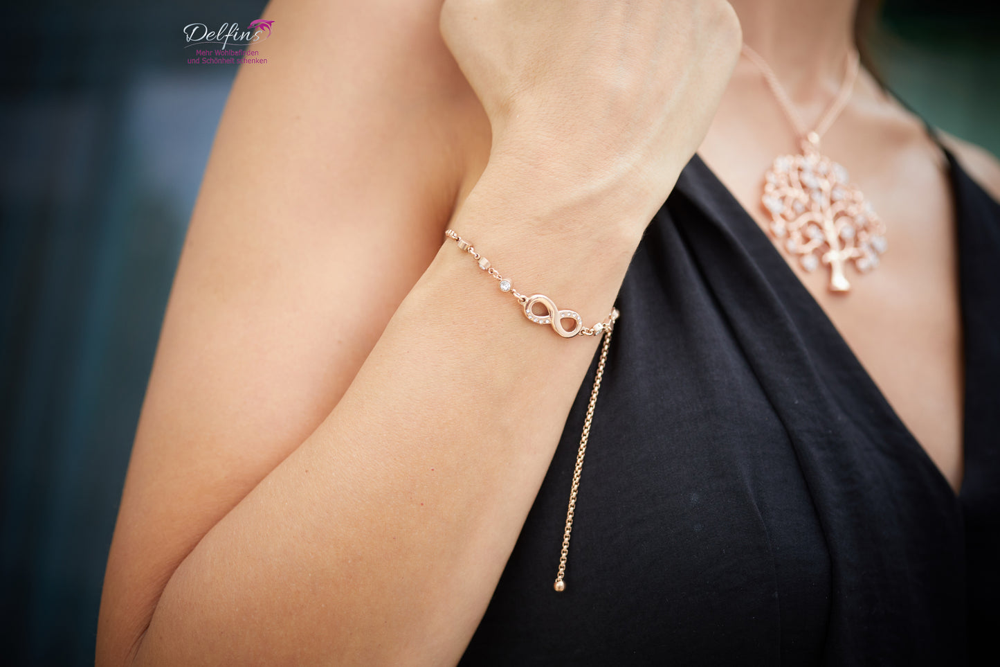 Magnetarmband Acht mit Steinen rose