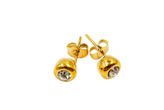 Magnet - Ohrstecker mit Stein groß gold