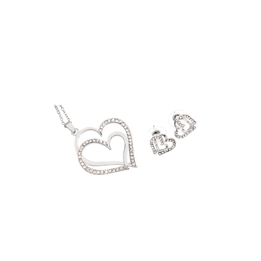 Herz Anhänger mit Kette und Ohrstecker