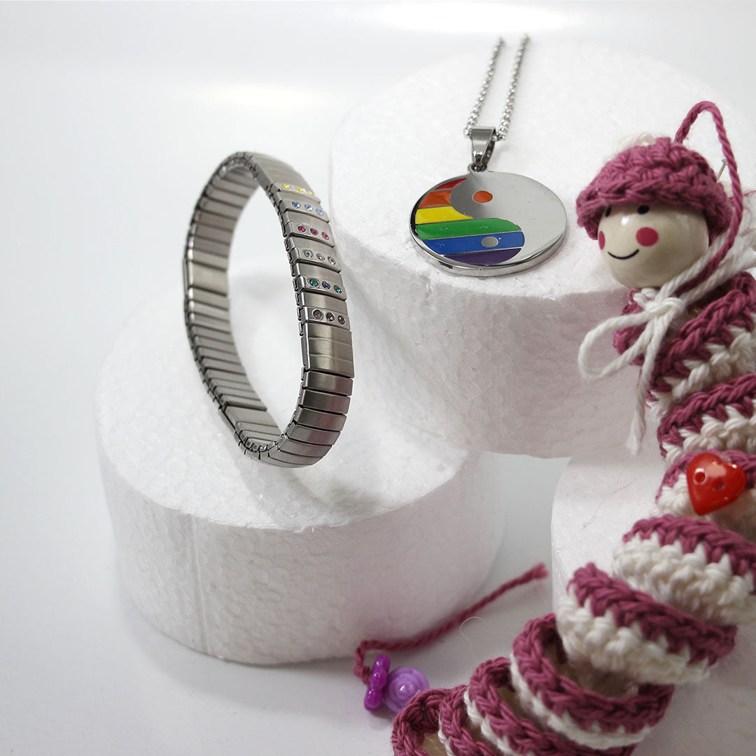 Anhänger bunt + Armband