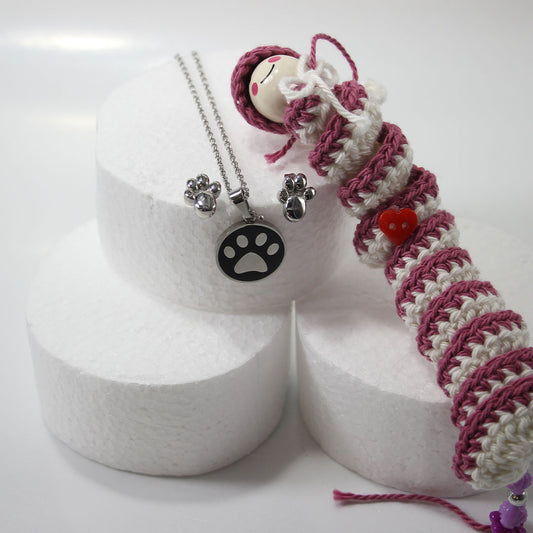 Anhänger + Ohrstecker Pfote